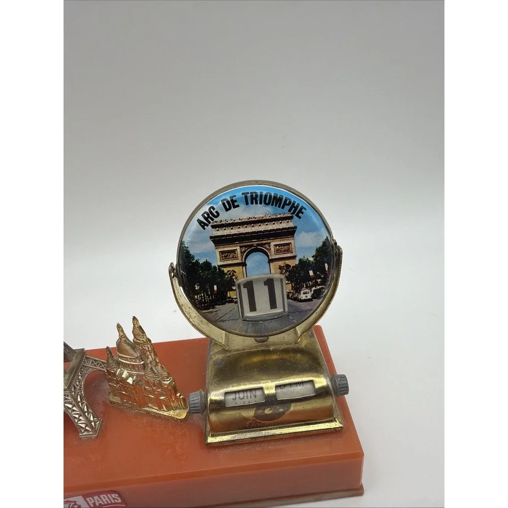 Vintage Paris Souvenir Perpetual Desk Calendar Eiffel Tower Arc De Triomphe